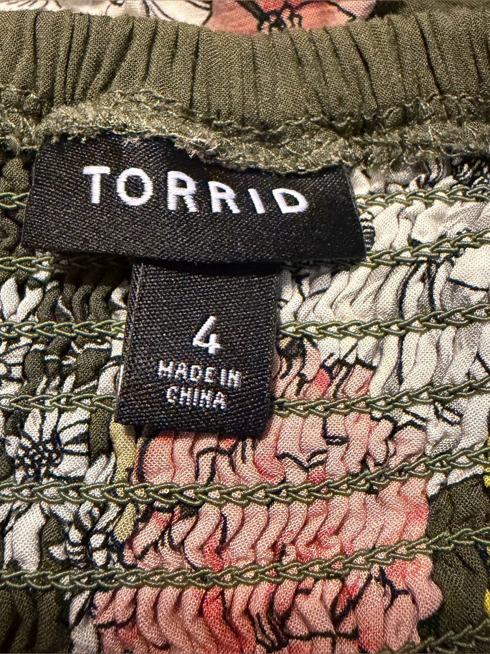 Torrid Olive Green Floral Strapless Maxi Tube Dress - Size 4(26) - Picture 5 of 6